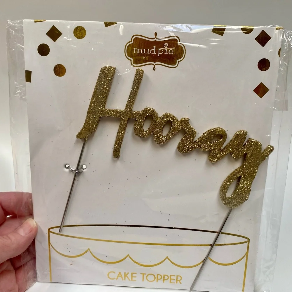 Rose Gold Polka Dot Paper Plates and Napkins & Hooray Cake Topper, 75  7” plates